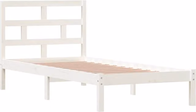 Berkfield Home Beautiful Bed Frame in White Solid Pine, W/D/H: 90 x 200 cm