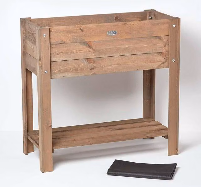 Homescapes Brown Wooden Raised Bed Planter, Height: 78 cm – 1