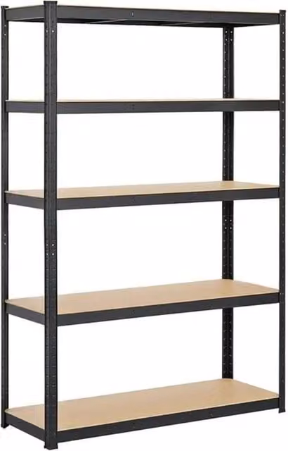 Kelvenix Heavy Duty 5-Tier Metal Garage Shelving Unit, Black, H 180 x W 120 x D 45 cm