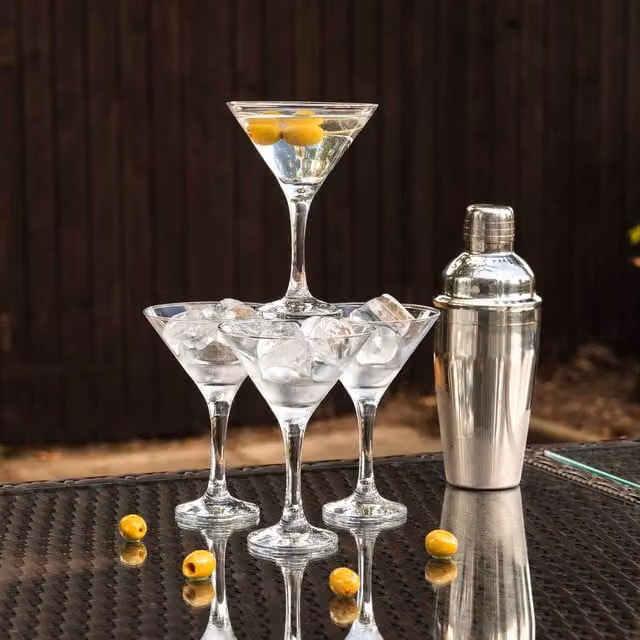 Rink Drink 7pc Stainless Steel Martini Cocktail Shaker Set, 175ml, Transparent and Yellow