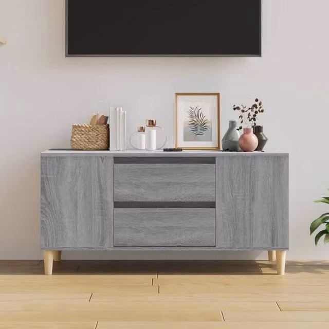 Berkfield Home TV Cabinet in Grey Sonoma, W/D/H: 102 x 44.5 x 50 cm – 1