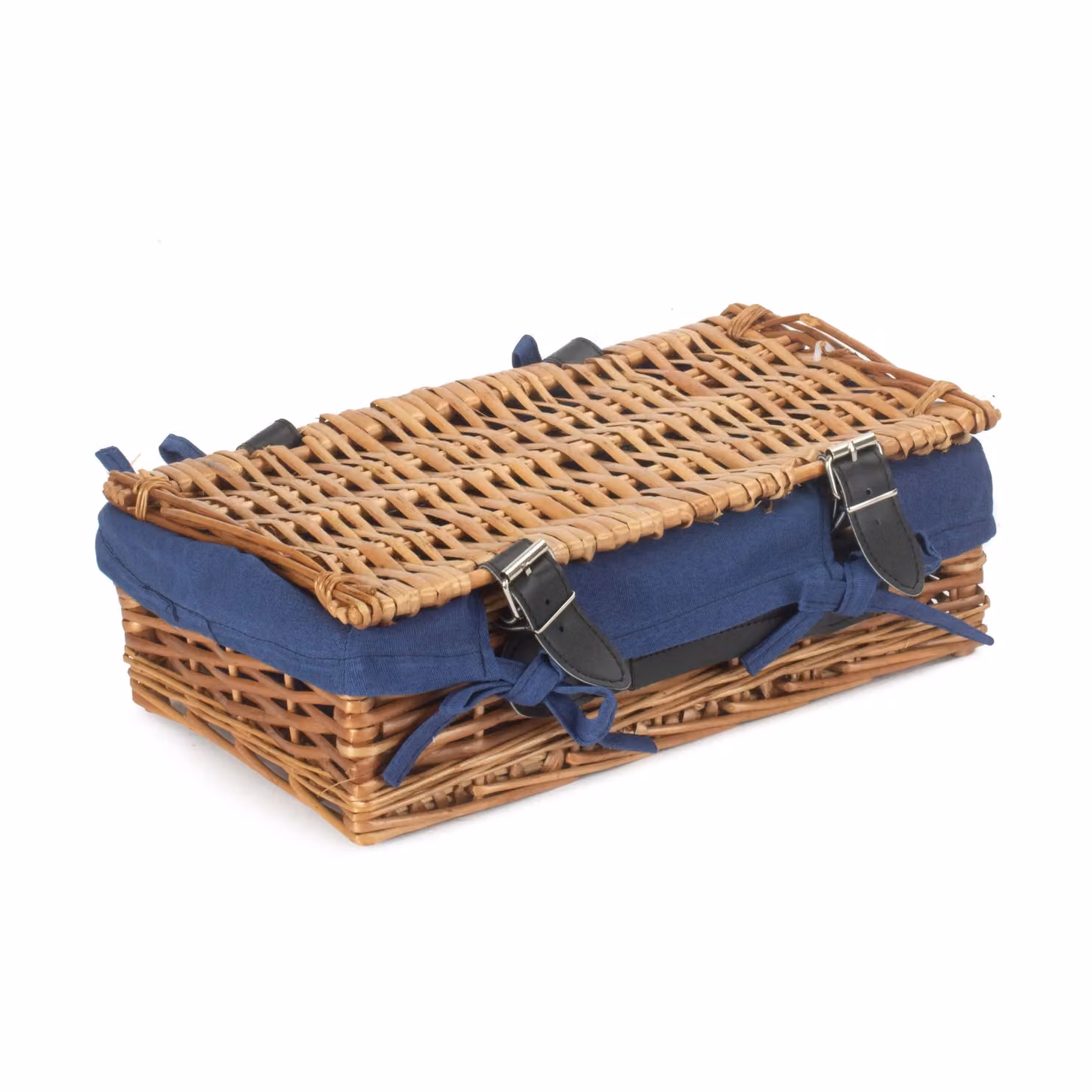 Red Hamper Small Wicker Basket with Blue Cotton Lining – 2