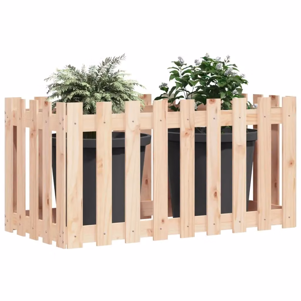 Berkfield Home Garden Raised Bed with Fence Design in Brown Solid Wood, W/D/H: 100 x 50 x 70 cm – 2