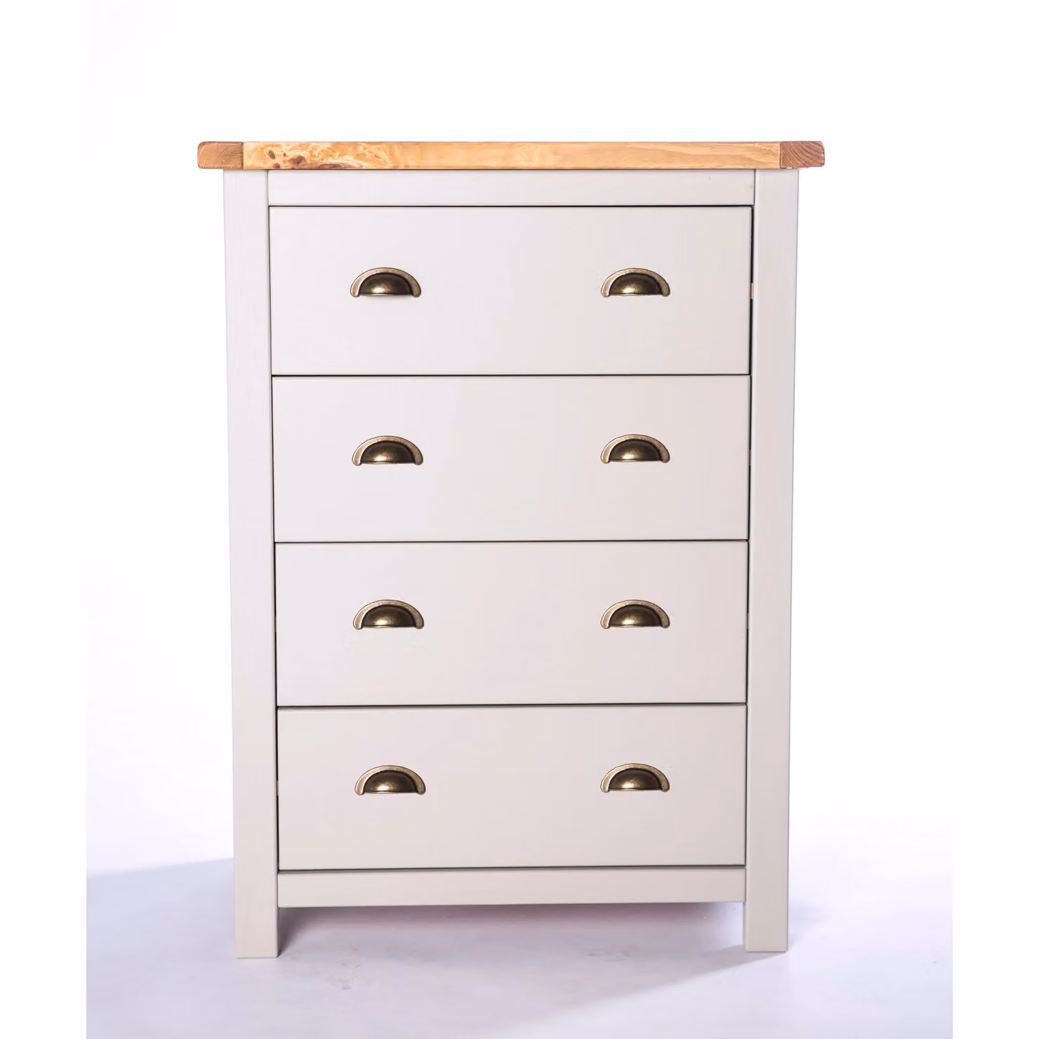 Cabinet Bits Argenta 4 Drawer Petite Chest of Drawers in Light Grey with Brass Cup Handles – 2