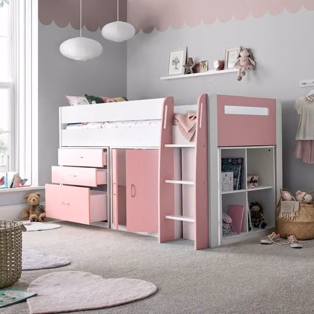 Bedmaster Lacy Pink Mid Sleeper Storage Bed with Pocket Spring Mattress