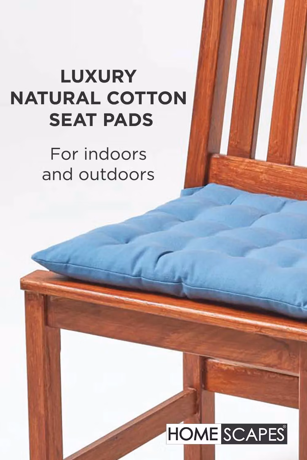 Homescapes Cotton Seat Pad, Blue, W/D/H: 40 x 40 x 6.5 cm – 5