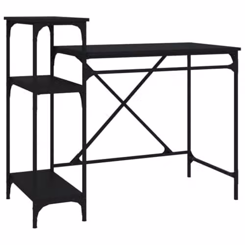 vidaXL Writing Desk with Shelves in Black, W/D/H: 105 x 50 x 90 cm