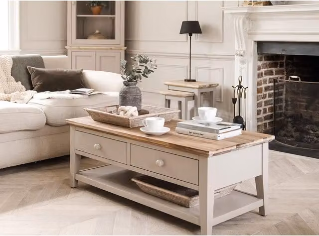 Florence Coffee Table in Truffle, Rectangular Acacia Wood with Lacquered Finish, W/D/H: 60 x 60 x 45 cm