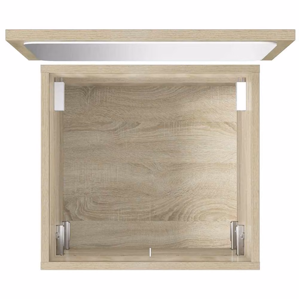 Berkfield Home 2 Piece Modern Bathroom Furniture Set in Sonoma Oak and Beige, featuring a Vanity Unit and Mirror Cabinet – 2