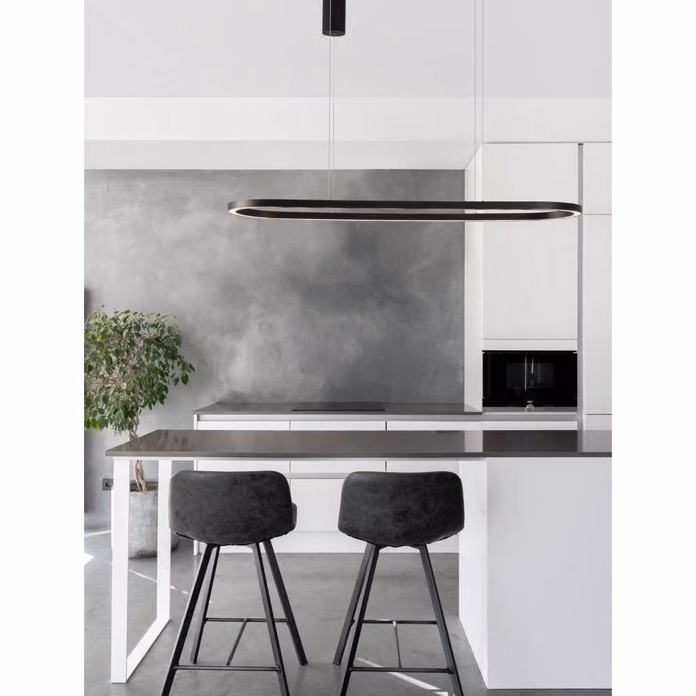 Nova Luce Cuppe LED Pendant Light in Black Aluminium, Dimmable and Height Adjustable, Warm White – 1