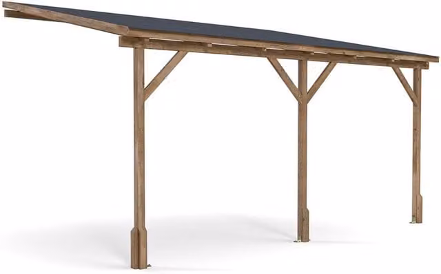 Dunster House Utopia Wooden Lean-to Pent Gazebo in Brown, W 400 cm x D 300 cm