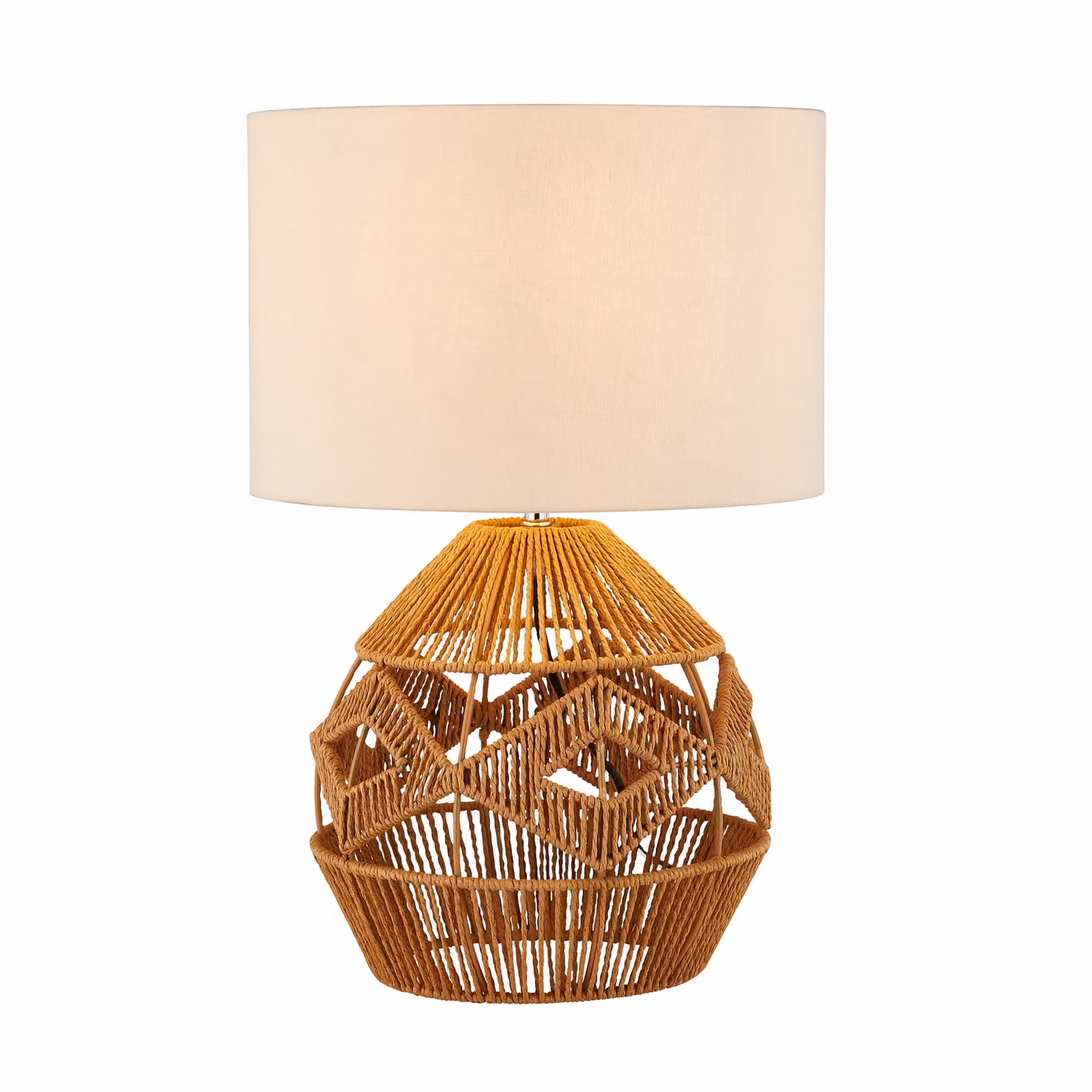 Lighting Collection Woven Rattan Table Lamp in Beige and White – 2