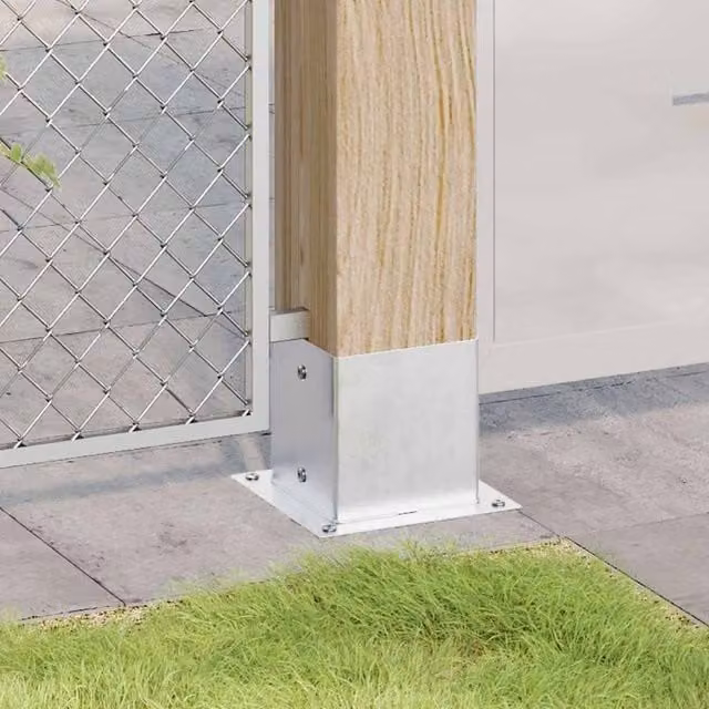 Berkfield Home Square Post Support Bases, 12 Pack, Silver Galvanised Steel, 141 x 141 mm