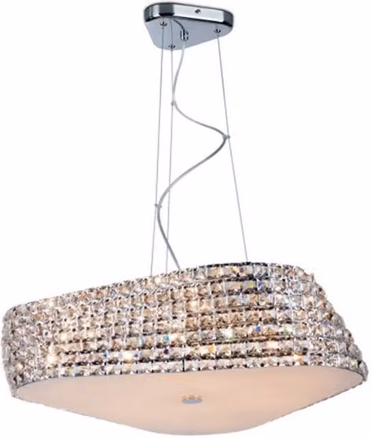 Linea Verdace Lighting Modern Crystal Suspended Ceiling Light in Chrome and Silver