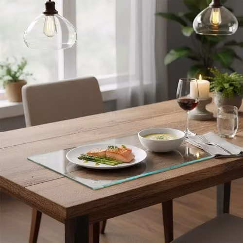 Harbour Housewares 12pc Clear Glass Placemats and Round Coasters Set, W: 40 cm, D: 30 cm