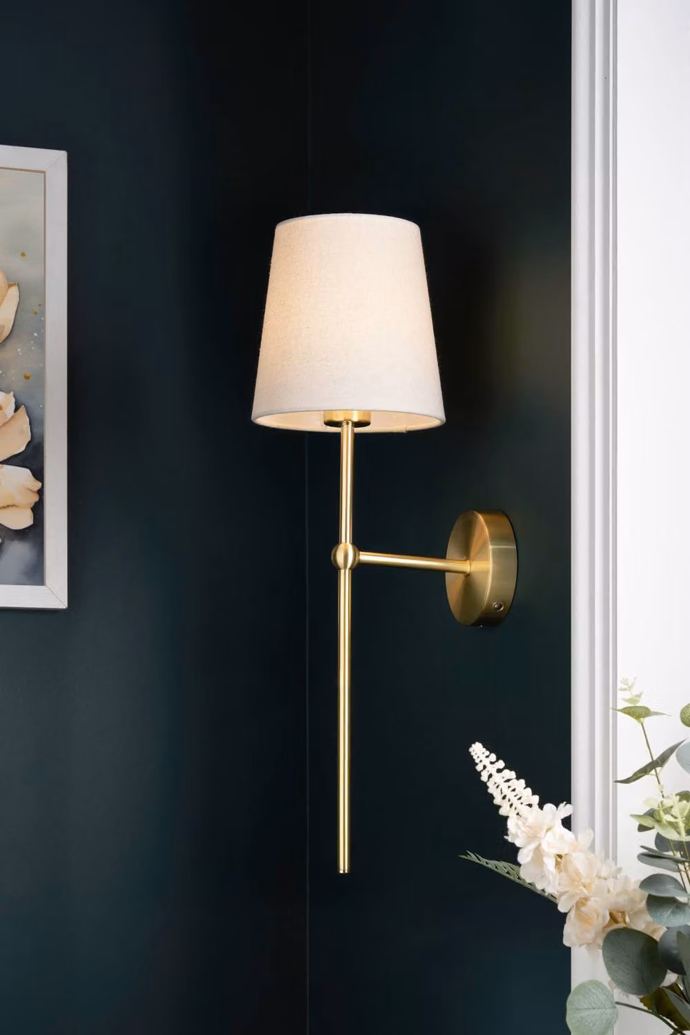 BHS Lighting Tamsin Rechargeable LED Shaded Wall Light in Gold/Brass – 2