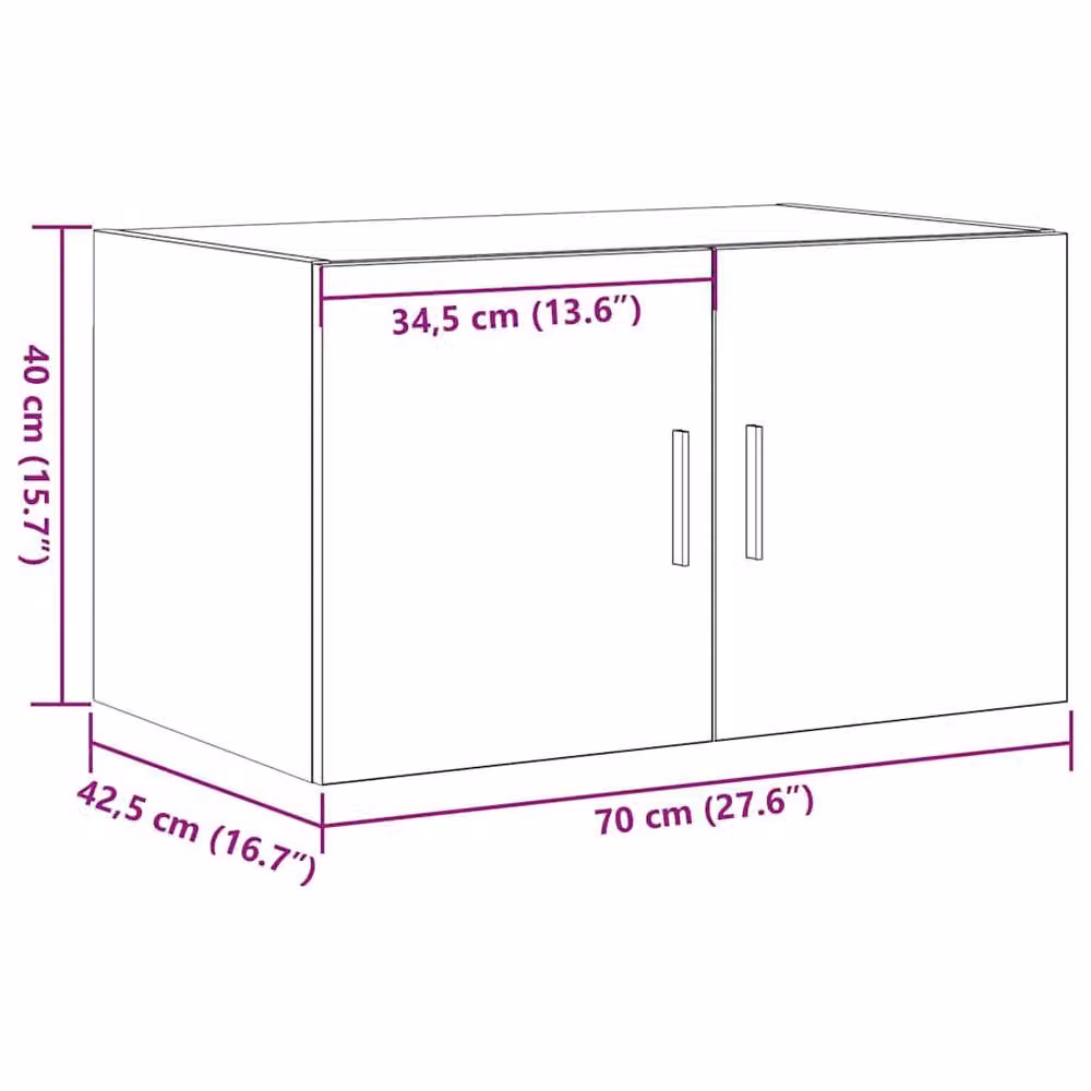 Berkfield Home Wall Cabinet in Old Wood Brown, W/D/H: 70 x 42 x 5 cm – 4