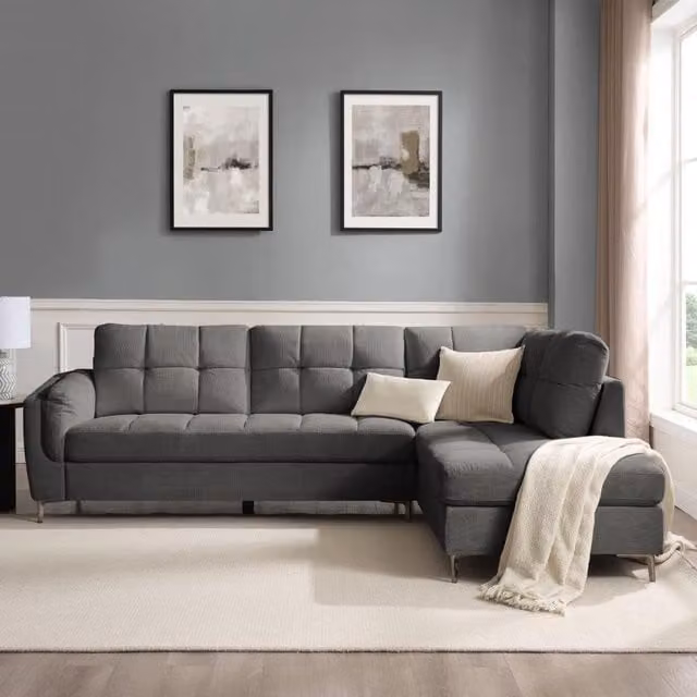 Rose Right-Hand Corner Sofa in Grey Fabric