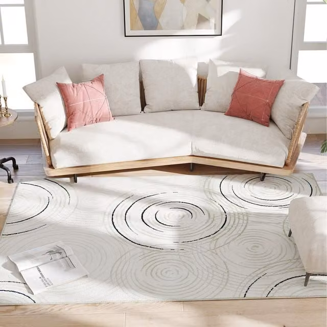 HOMCOM Geometric Pattern Modern Area Rug in Silver, W: 160 cm, L: 230 cm, H: 1 cm