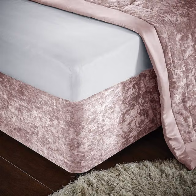 Catherine Lansfield Crushed Velvet Divan Base Wrap in Pink – 1
