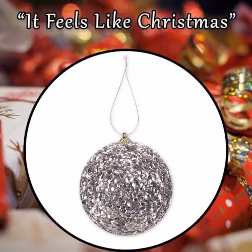 VFM e-Store Silver Christmas Hanging Bauble Decoration, W/D/H: 19 x 10 x 10 cm – 6