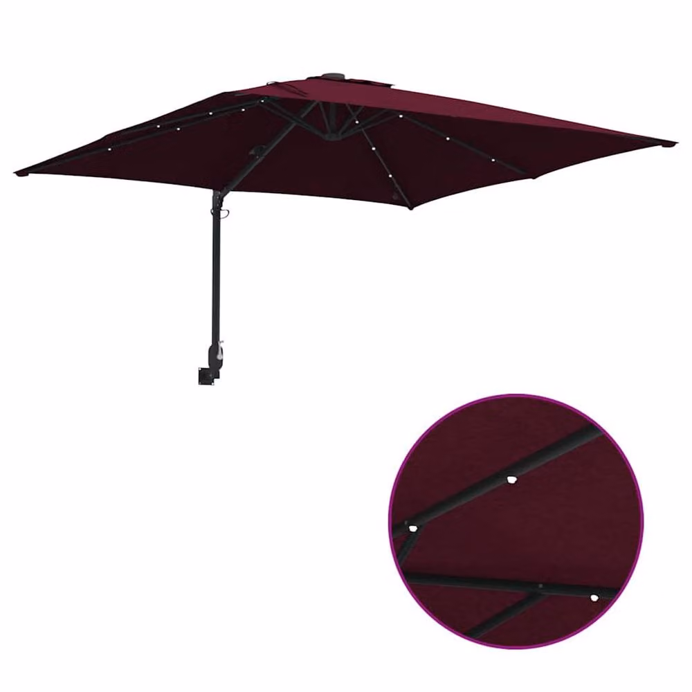 Berkfield Home Traditional Garden Parasol in Burgundy Red, W/D/H: 248.5 x 247.5 x 119 cm – 6