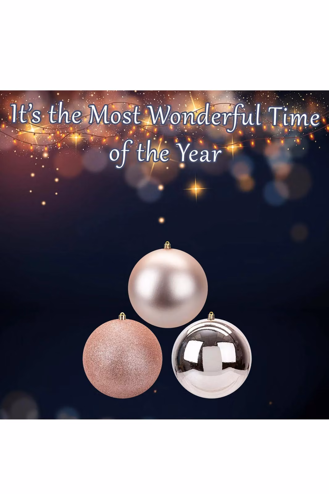 VFM e-Store Set of 3 Gold Round Hanging Christmas Bauble Ornaments, 14 cm – 2