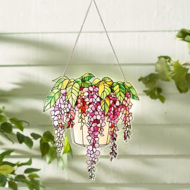 Coopers of Stortford Gainsborough Wisteria Floral Acrylic Suncatcher Hanging Decoration in Multicolour, Diameter: 20 cm