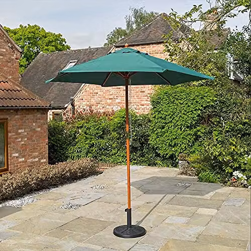 Kingfisher Green Wooden Garden Parasol with Polyester Canopy and Central Pole – 2