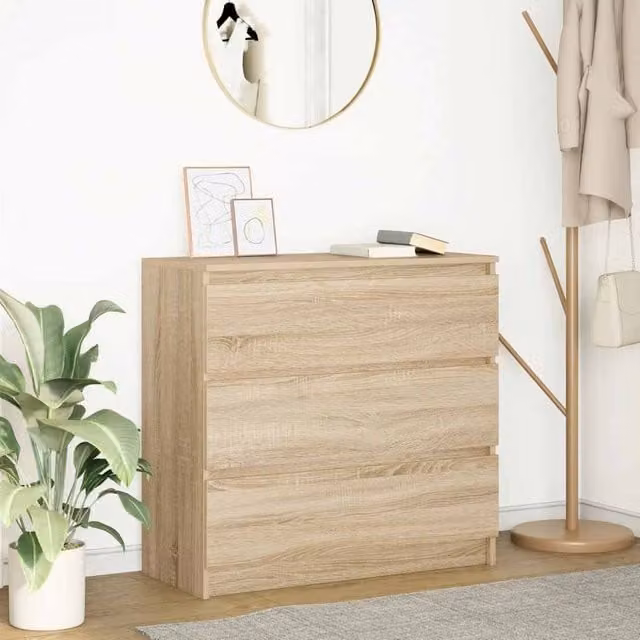 Berkfield Home Sonoma Oak Sideboard in Brown, W/D/H: 80 x 35 x 76 cm