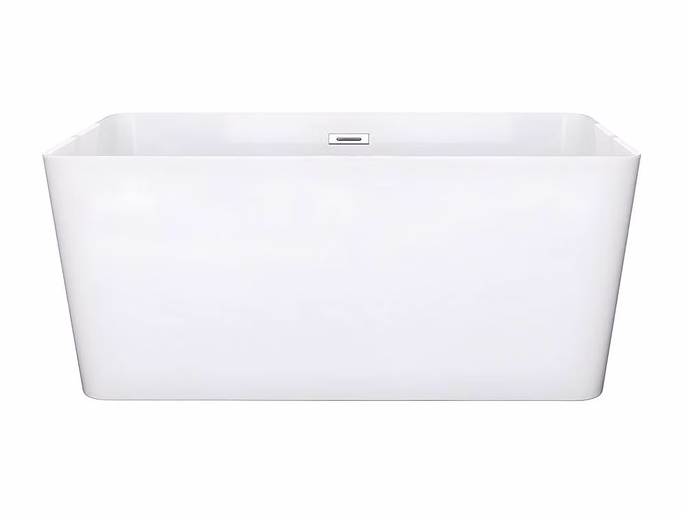 Vente-unique White Rectangular Acrylic Island Bathtub, W/D/H: 130 x 70 x 55 cm – 2