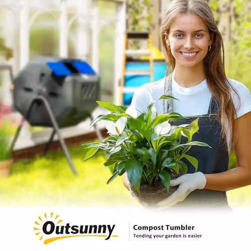 Outsunny 160L Dual Chamber Outdoor Tumbling Compost Bin, Blue – 7