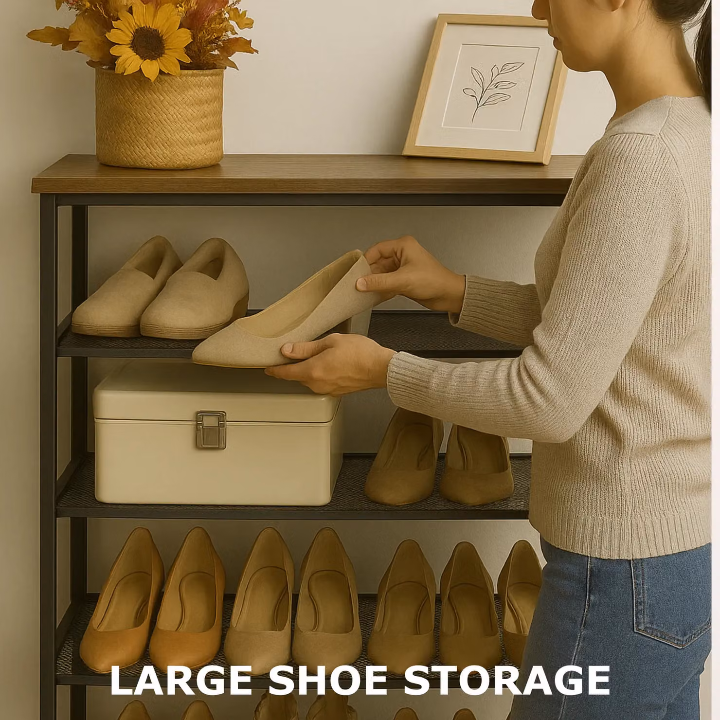 Rafaelo Mobilia 8-Tier Industrial Shoe Rack in Brown and Black with Detachable Mesh – 3
