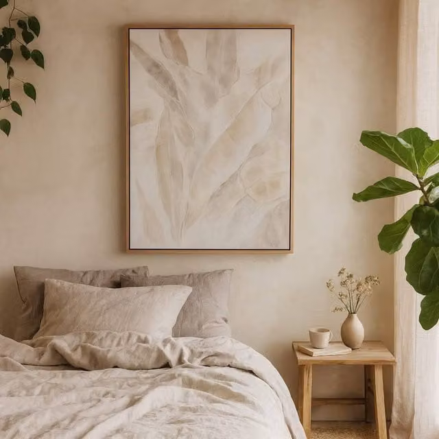 Wyld Haus Frikes Muted Tones Abstract Botanical Hand Painted Canvas in Multicolour, W: 59 cm, H: 84 cm