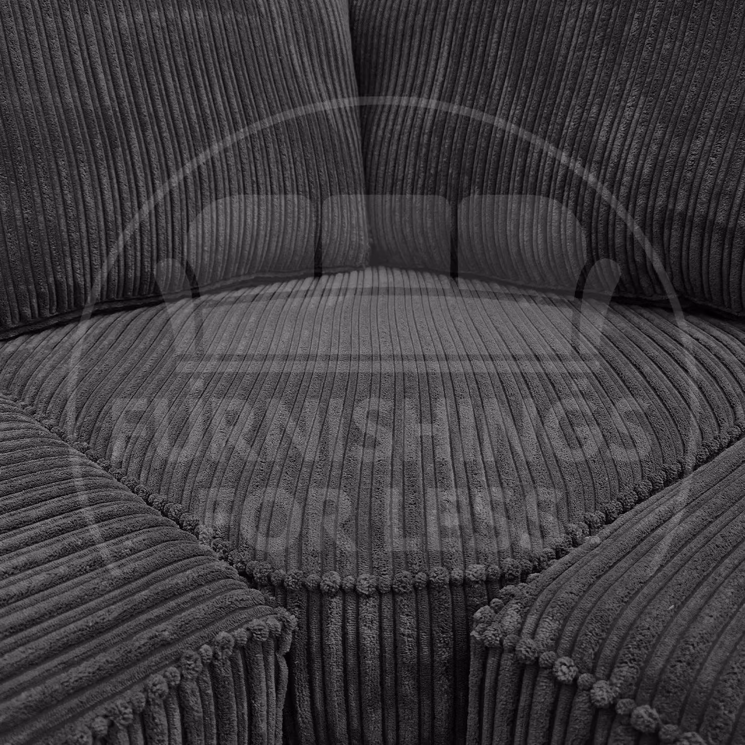 Furnishings For Less UK Bishop U Shaped 5 Seater Large Sofa in Black Jumbo Cord Fabric with Matching Ottoman – 2