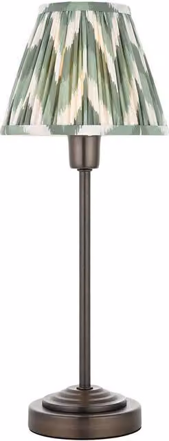 Netlighting Rise Bronze Plate Table Lamp with Green Fabric Shade and E14 Base – 1