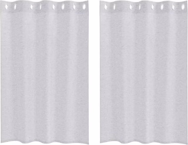 Berkfield Home Grey Polyester Eyelet Curtains, 2 Pack, W: 140 cm x H: 140 cm