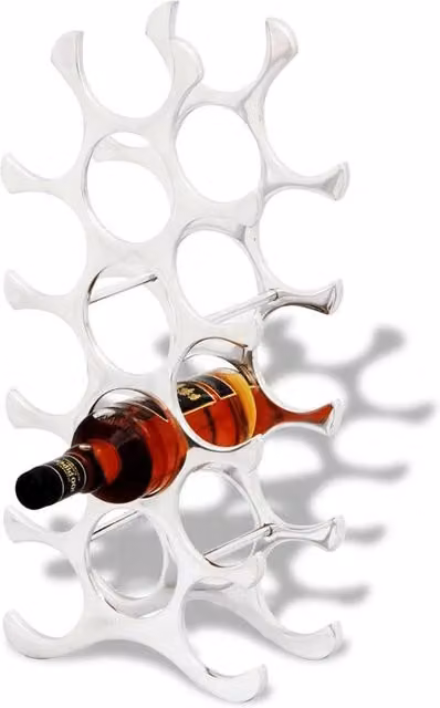 Berkfield Home Silver Aluminium Modern Freestanding Wine Stand for 15 Bottles