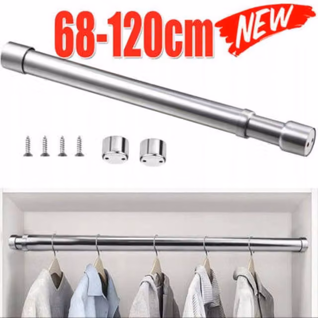 NESTLUNE Stainless Steel Wardrobe Rail and Fittings in Silver, W/D/H: 100 x 15 x 15 cm – 1