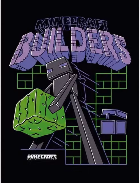 Minecraft Builders Canvas Print in Jet Black