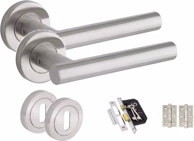 Golden Grace Brushed Silver Door Handle Set