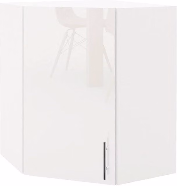 SPETLEK Modern Glossy White Kitchen Wall Corner Unit Storage Cabinet with Hinged Doors and Internal Shelves – 1