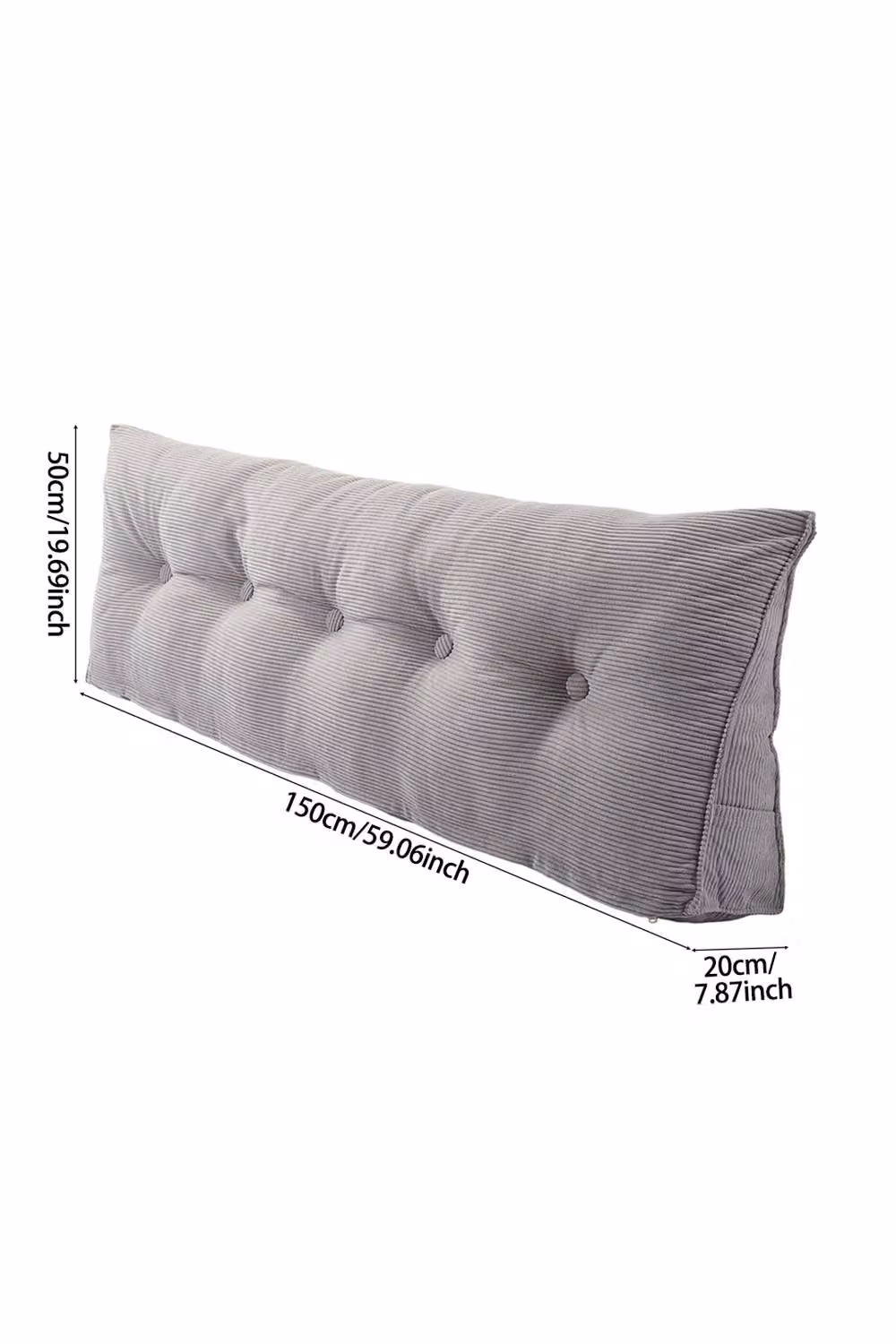 Garden Sanctuary Corduroy Wedge Headboard Pillow with Removable Cover in Light Grey – 4