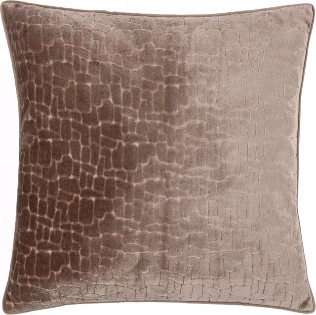 Make It A Home Bloomsbury Cut Velvet Piped Square Cushion in Beige and Brown