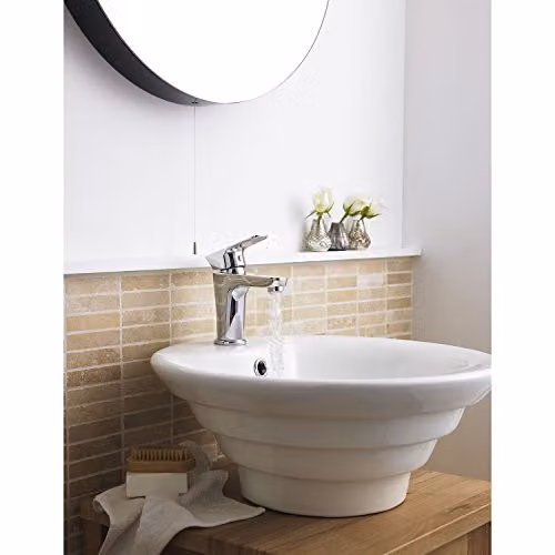 nuie NBV006 Modern Round Ceramic Countertop Vessel Basin, White, W/D/H: 46 x 46 x 20 cm – 2