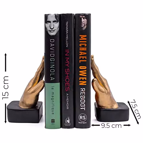 Maison Des Cadeaux Gold Resin Open Palm Hands Bookends Set – 5