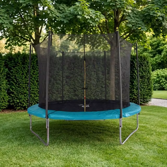Active Sport Blue Steel Trampoline with Net, 10ft