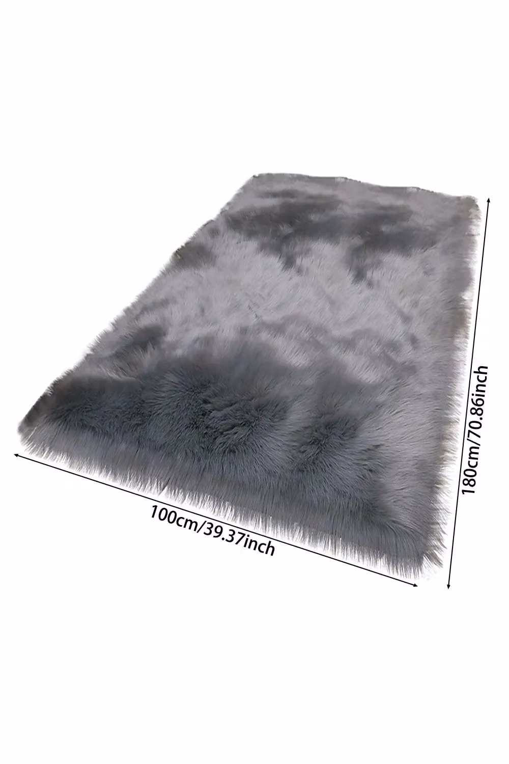 Living and Home Grey Soft Shaggy Area Rug, Washable Thick Pile Faux Fur Rug, W: 100 cm, L: 180 cm – 3