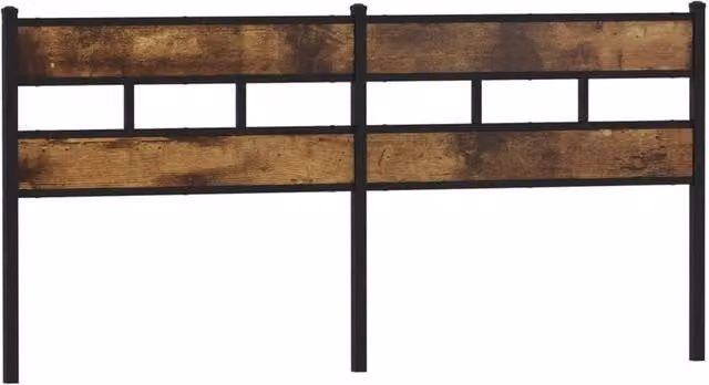 Berkfield Home Smoked Oak Headboard in Brown, Iron and Engineered Wood, Width: 180 cm