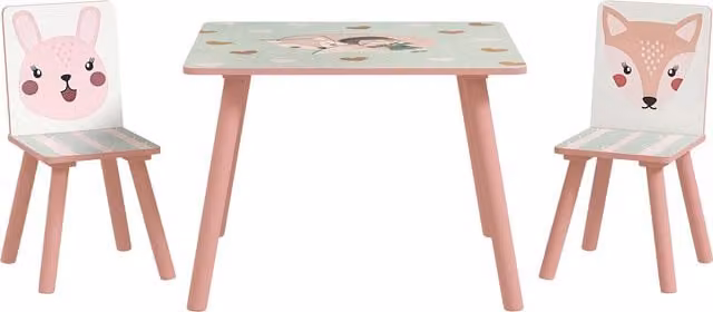 ZONEKIZ Toddler Desk and Chair Set with Two Chairs in Pink for Ages 3-6 Years